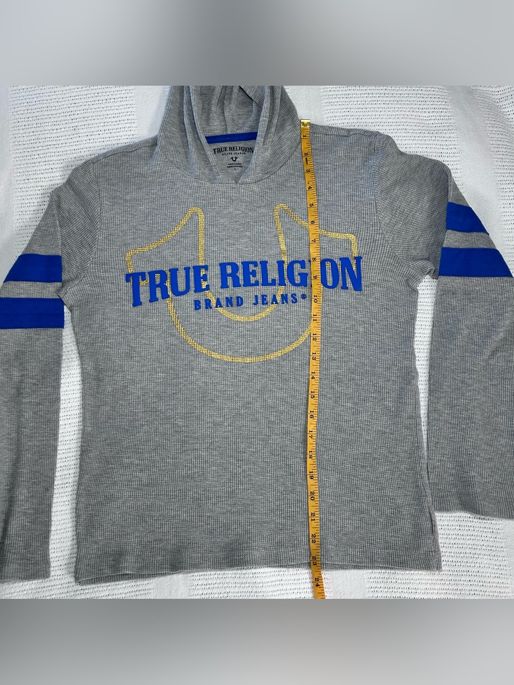 True Religon Waffle Knit Hooded thermal longsleeve Shirt Boys L - Picture 4 of 8